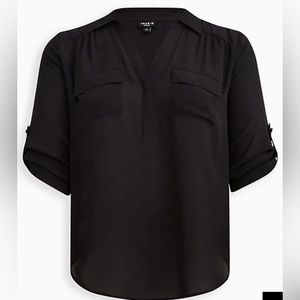 NWT Torrid HARPER GEORGETTE PULLOVER 3/4 SLEEVE BLOUSE size 2 2x plus black